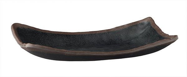 Plateau APS -MARONE-, 26,5 x 16,5 cm, hauteur : 4 cm, mélamine, noir, avec bord marron, 84106
