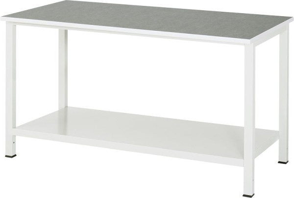 Table de travail RAU série 900, L1500xP800xH825mm, plateau avec revêtement universel/linoléum, avec étagère en bas, profondeur 650mm, 03-900-6-L25-15.12