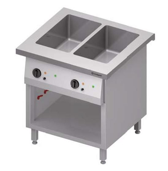 Station bain-marie Stalgast "Free Flow" 2x bacs GN1/1, couvercle inox 799x735x880 mm, FF08109