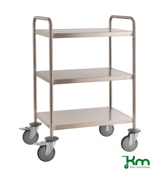 Chariot inox Kongamek entièrement soudé 3 étagères C3, 18/8, 650 x 440 x 1010 mm, KM60351MRM