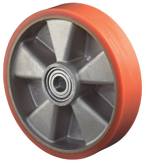 Roulettes BS roue en polyuréthane, largeur de roue 50 mm, roue Ø 160 mm, capacité de charge 600 kg, bande de roulement en polyuréthane moulé, corps de roue en aluminium, roulements à billes, B90.160