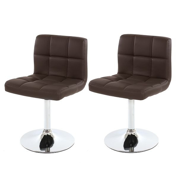 Mendler lot de 2 chaises de salle à manger chaise pivotante Kavala simili cuir chromé, marron, 26629
