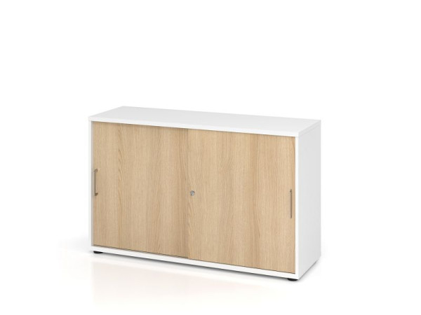 Armoire à portes coulissantes Hammerbacher 1752S BS, 2 OH, corps : blanc / façade : chêne, 120 x 40 x 74,8 cm (LxPxH), V1752S/W/E/BS