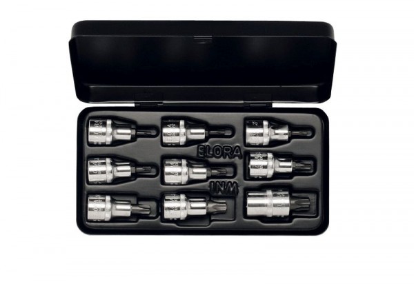 Jeu de clés à douille ELORA 1/2 ", TORX®, 9 pièces 20-60 mm, 770-TTX, 0770551252000