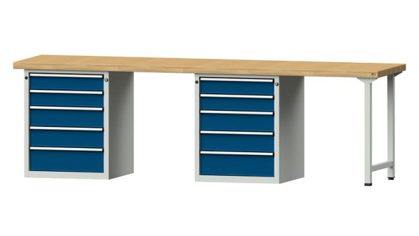 Établis ANKE Établi combiné, modèle 915 V, 2800 x 700 x 850 mm, RAL 7035/5010, BMP 50 mm, 415.130
