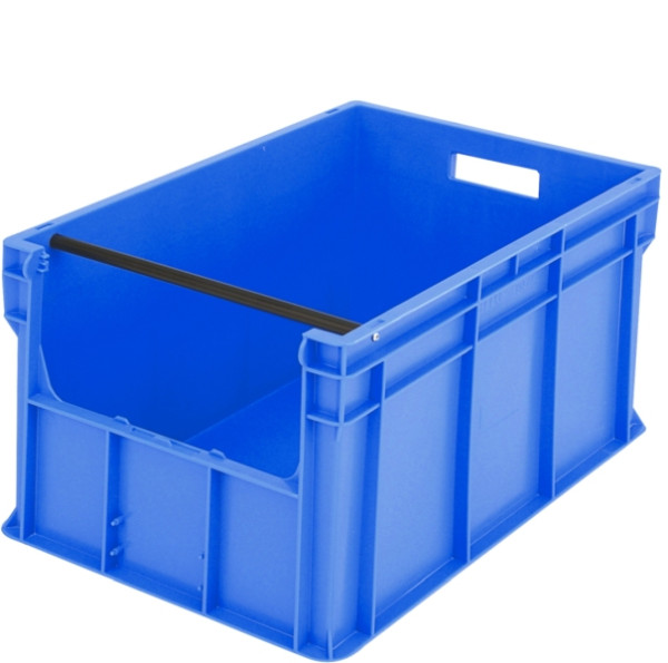 Bac gerbable BITO Euro BN /BN6434mT 600x400x315 bleu, avec ouverture de retrait de la barre de transport à l'avant, C0850-0017