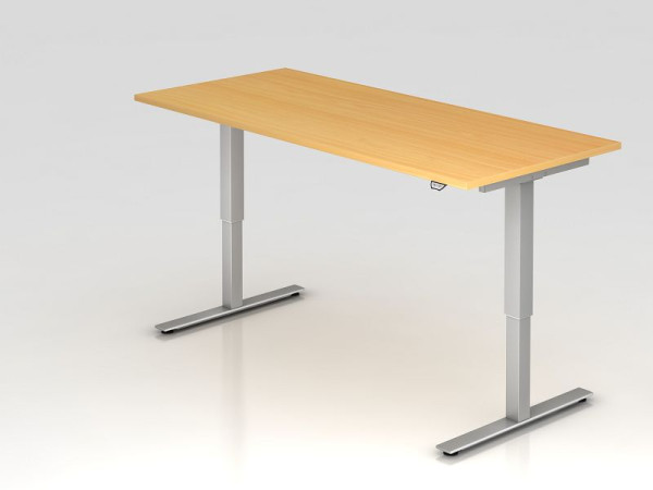 Bureau assis-debout électrique Hammerbacher 180x80cm hêtre, hauteur de travail 73 - 119 cm, VXMST19/6/S