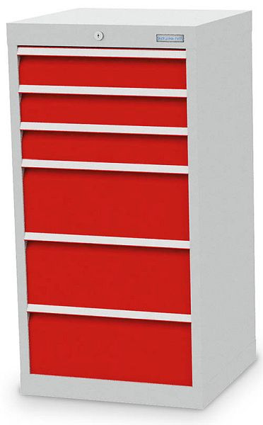 Armoire à tiroirs Bedrunka+Hirth, R 18-16, nombre de tiroirs : 6, dimensions en mm (LxPxH) : 530 x 500 x 1019, 40 303