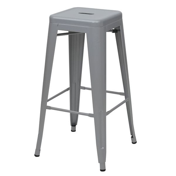 Mendler Ensemble de 4 tabourets de bar HWC-A73, tabouret de bar, tabouret de comptoir, design industriel en métal, empilable, gris, 4x57865