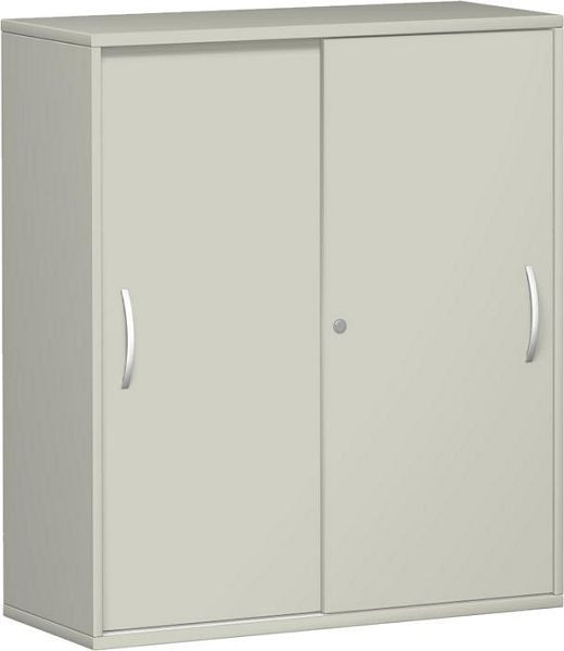 Armoire à portes coulissantes geramöbel avec panneau central, 4 étagères décoratives, verrouillable, 1000x425x1152, gris clair/gris clair, N-10S310-LL