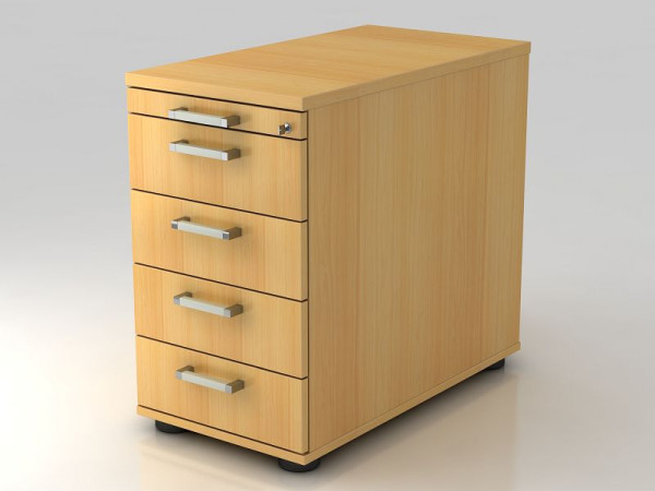 Conteneur sur pied Hammerbacher 80cm, 4 tiroirs, serrure poignée hêtre chromée, 42,8x72-76x80 cm, 1/3/3/3/3 HE, VSC50/6/6/CE