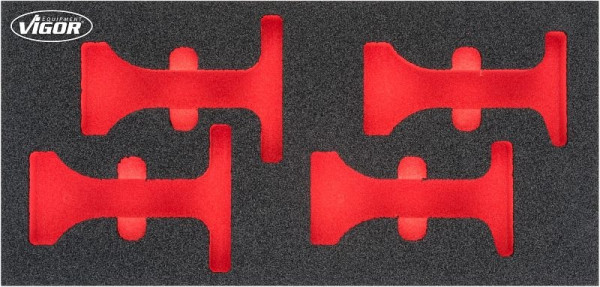 Inserts en mousse souple bi-composant VIGOR, dimensions insert / taille tiroir : S (188 x 393 x 35 mm), utilisation : V4915, V4915-L