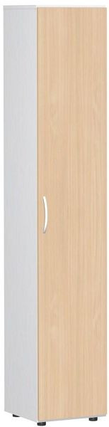 armoire à portes battantes geramöbel avec pieds, poignée gauche ou droite, amortisseur de porte inclus, non verrouillable, 400x420x2160, hêtre/blanc, S-346100-BW