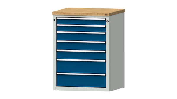 Armoire à tiroirs pour établis ANKE, modèle 3005 V, 765 x 700 x 1020 mm, RAL 7035/5010, BMP 40 mm, 611.009