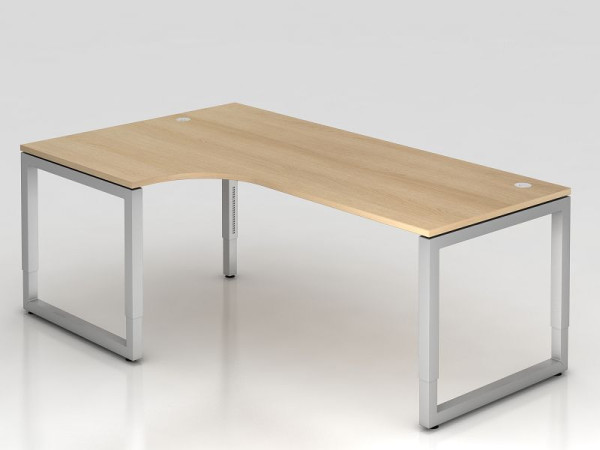 Table d'angle Hammerbacher pied O carré 200x120cm 90° chêne, forme d'angle 90°, peut être monté à gauche ou à droite, VRS82/E/S
