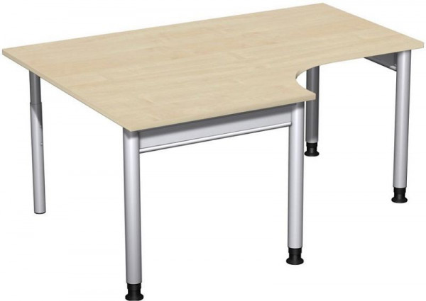 Bureau PC geramöbel gauche, réglable en hauteur, 1600x1200x680-820, érable/argent, N-657320-AS