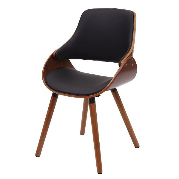 Chaise de salle à manger Mendler HWC-D23, chaise de cuisine, design rétro, simili cuir noir, 62564