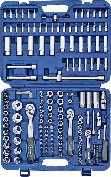 Jeu de clés à douilles Kunzer 1/4" - 3/8" - 1/2", 172 pièces, 7SS172