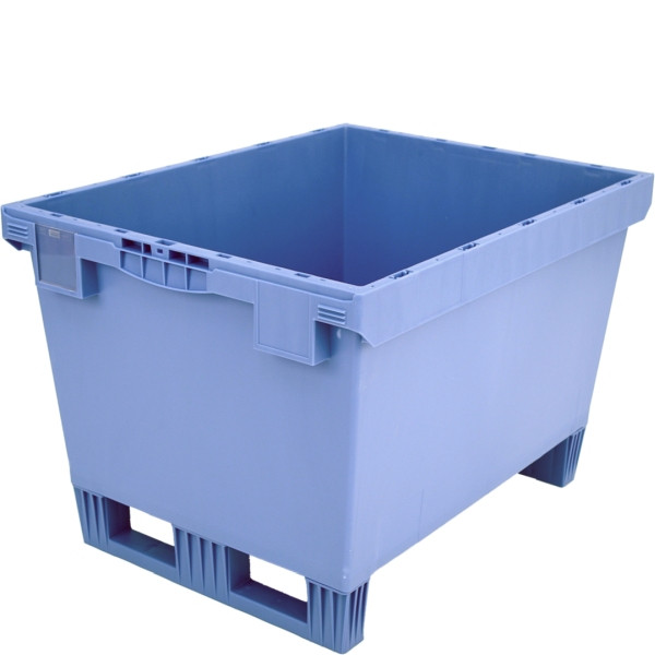 BITO conteneur réutilisable MB couvercle/barre/skid /MB 86421DKufe 800x600x423 bleu pigeon, double fond skid, C0402-0047