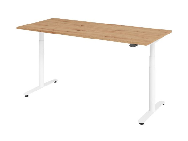 Bureau assis-debout électrique Hammerbacher 180x80cm chêne noueux/blanc, VXDLR19/R/W