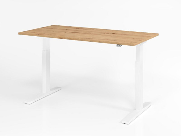 Bureau Hammerbacher XMKA16, 160 x 80 cm, plateau : chêne noueux, épaisseur 25 mm, chant épais en ABS, forme rectangulaire, blanc, VXMKA16/R/W