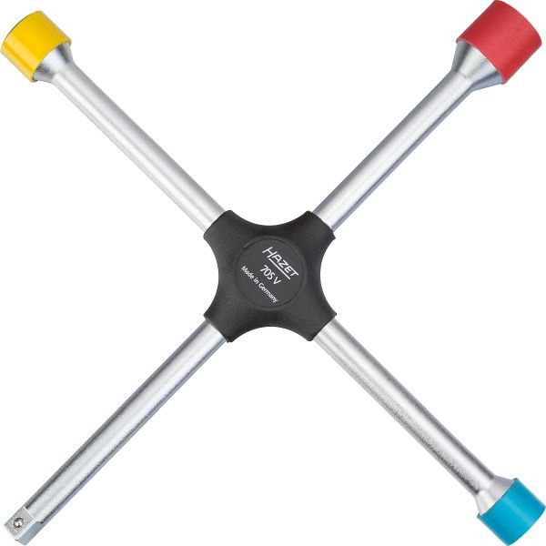 Clé cruciforme Hazet, profil 6 pans extérieur, 17 x 19 x 21 x carré extérieur 12,5 = 1/2 pouce mm, 705V