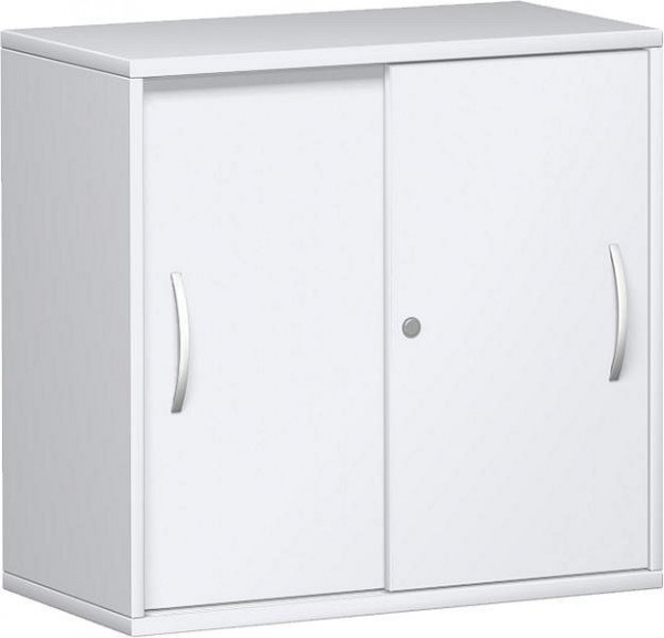armoire à portes coulissantes geramöbel 1 étagère décorative, avec pieds réglables, verrouillable, 800x425x720, blanc/blanc, N-10S7208-WW