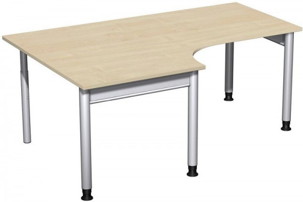 Bureau PC geramöbel gauche, réglable en hauteur, 1800x1200x680-820, érable/argent, N-657310-AS