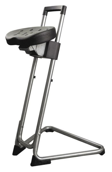 Support debout Lotz ESD selon DIN EN 61340-5-1, hauteur d'assise 600 - 850 mm, cadre : tube d'acier, acier inoxydable, patins au sol, testé GS, 3630.33