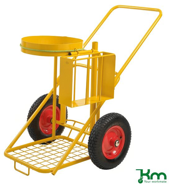 Chariot de ménage Kongamek 125 L, jaune, gros pneumatiques sur jante acier, KM145760