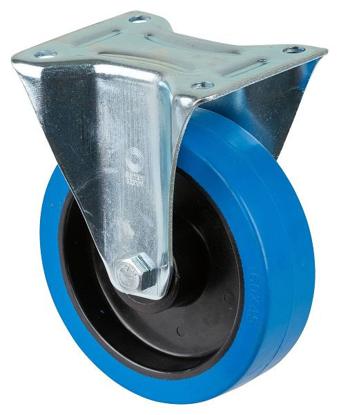 Rouleau de transport BS rollers, largeur de roue 42 mm, roue Ø 160 mm, capacité de charge 300 kg, pneus élastiques bleus, corps de roue en plastique, roulement à rouleaux, L410.B61.160