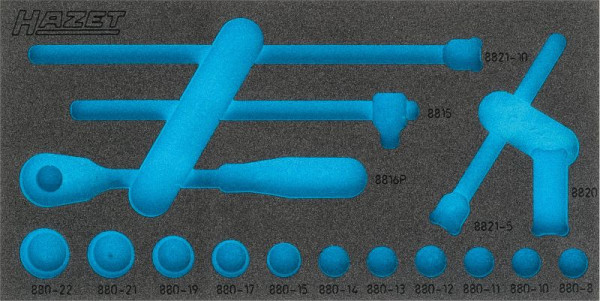 Insert en mousse souple à 2 composants Hazet, pour 880 N-1, dimensions / longueur : 342 mm x 172 mm Taille du système d'organisation : 1/3 (342 x 172 mm), 163-334L