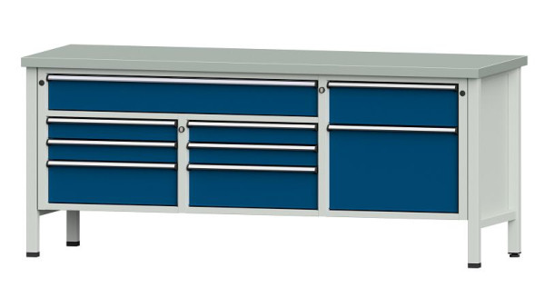 Établis ANKE Établi en caisson, modèle 282 V, 2000 x 700 x 840 mm, RAL 7035/5010, ZBP 40 mm, 304.544