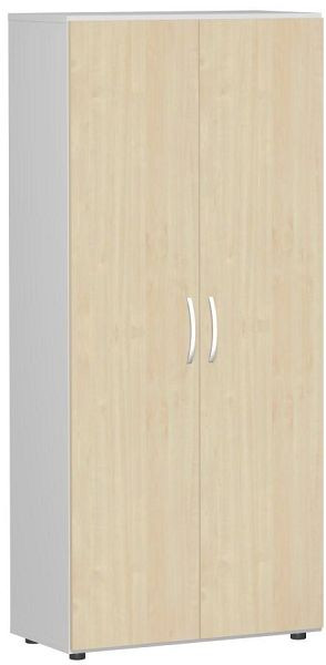 armoire à double porte geramöbel avec pieds, amortisseur de porte inclus, verrouillable, 800x420x1808, érable/gris clair, S-385100-AL
