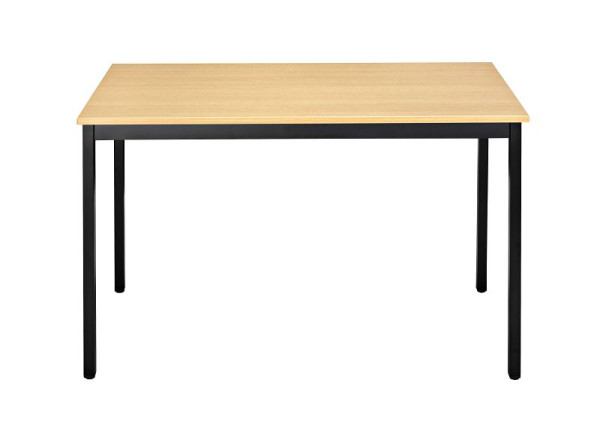 Table polyvalente Bisley MULTI Desking, rectangulaire 19 mm, décor hêtre BC, cadre noir, H 740 x L 1400 x P 800 mm, MT1408BC333