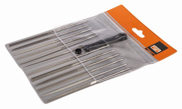 Jeu de limes aiguilles Bahco, 12 pièces, 140 mm, étui en plastique, coupe 2, 2-472-14-2-0