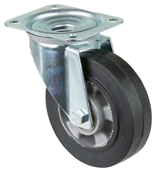 Rouleau de transport BS rollers, largeur de roue 50 mm, roue Ø 160 mm, capacité de charge 300 kg, pneus élastiques noirs, corps de roue en aluminium, roulements à billes, L400.B80.160
