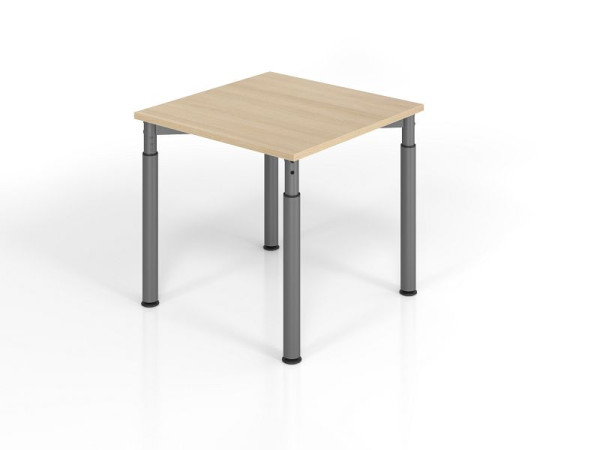 Bureau Hammerbacher YS08, 80 x 80 cm, plateau : chêne, épaisseur 25 mm, chant épais en ABS, forme rectangulaire, graphite, VYS08/E/G