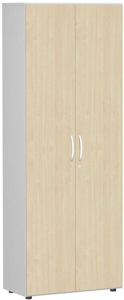 armoire à double porte geramöbel avec pieds, amortisseur de porte inclus, verrouillable, 800x420x2160, érable/gris clair, S-386100-AL