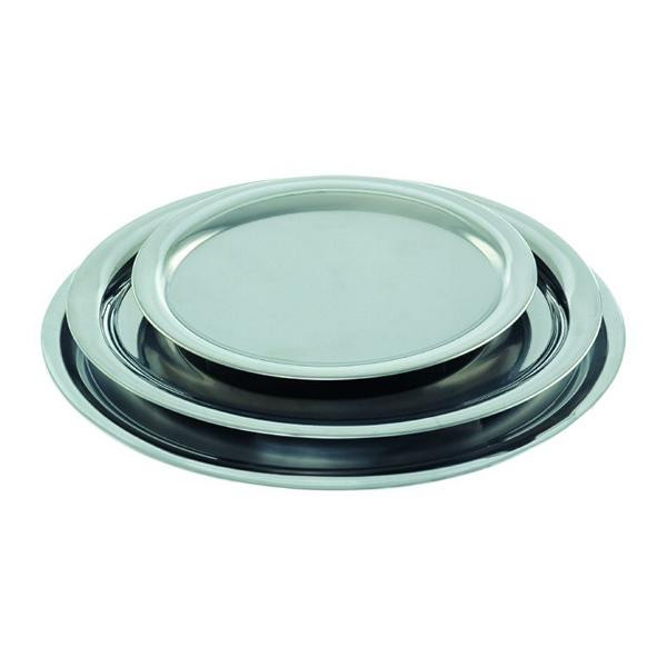 Plateau de service ovale Schneider 14,5 x 20 cm, inox, avec bord à rebord, poli, 154040