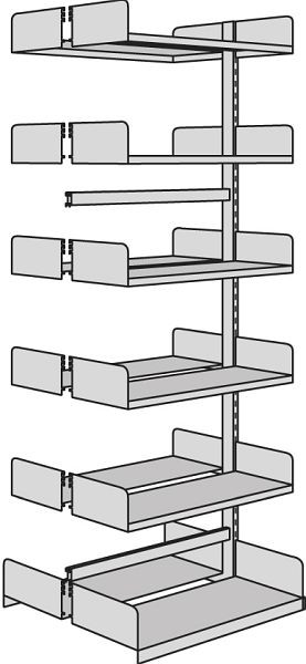 Kerkmann Univers étagère à bras libre, L 1000 x P 250 x H 2250 mm, gris clair, 52859211
