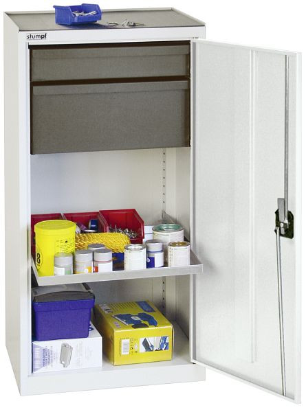 armoire à outils et matériaux contondants série 3000, 7035/7035, 1 tiroir 100 mm, 1 tiroir 200 mm, 1 étagère, gris clair, 3001307
