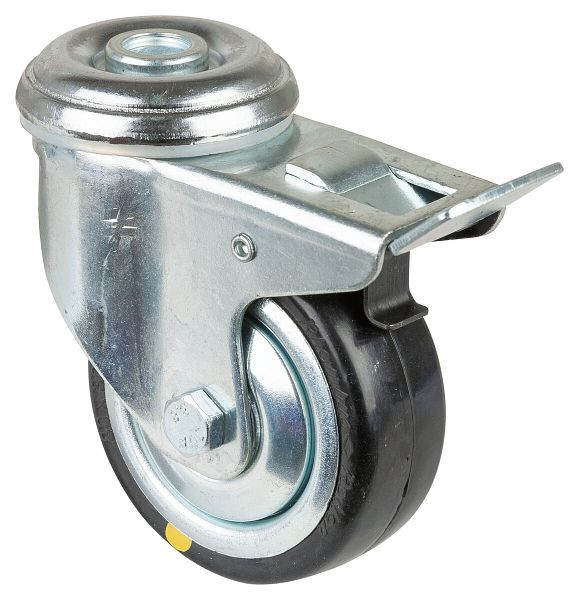 Roulettes BS Roulette pour appareil lourd avec frein, largeur 30 mm, Ø80 mm, jusqu'à 80 kg, caoutchouc gris, conducteur, roulement à billes, lot de 2, C121.A89.080
