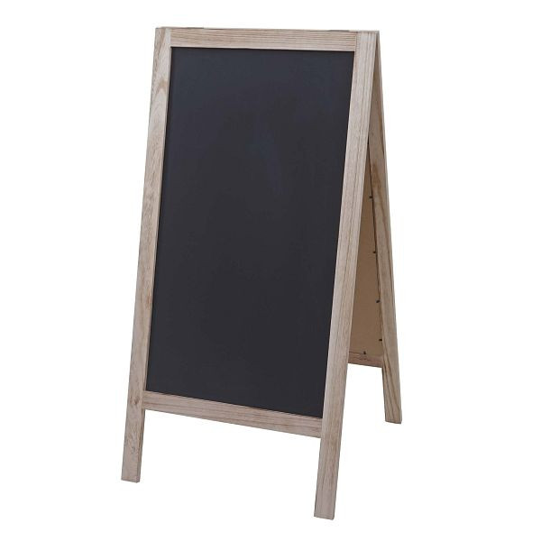Panneau publicitaire Mendler XL HWC-C17, bouchon client pour tableau noir, 2 surfaces d'écriture pliantes, 100x50cm, couleur naturelle, 60992