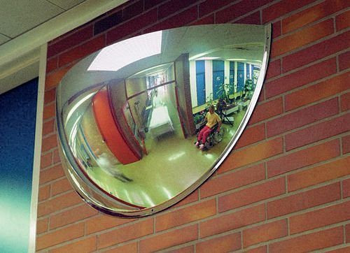 Miroir panoramique DENIOS PS 180-6, en verre acrylique, 180°, pour montage mural, 129-685