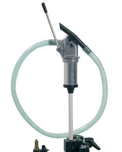 Pompe vide-fût DENIOS en zinc moulé sous pression, avec tuyau PVC et coude de sortie, 700 mm TT, 171-747