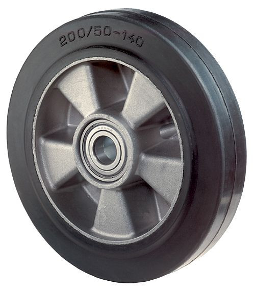 Roue en caoutchouc BS Wheels, largeur de roue 60 mm, roue Ø 300 mm, capacité de charge 700 kg, pneus élastiques noirs, corps de roue en aluminium, roulements à billes, B80.300