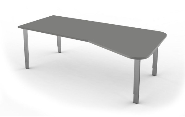 Table Kerkmann avec pied en C, forme 6, L 1200 mm x P 800 mm x H 680-820 mm, couleur : érable, 11415550