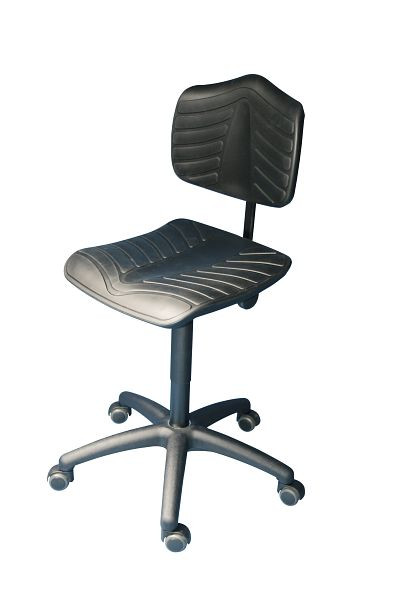 Lotz Chaise de travail "Soft" PU-soft, noir, système de mousse 15 Shore, hauteur d'assise 460 - 650 mm, piètement en plastique, Ø 630 mm, roulettes, 7540.11
