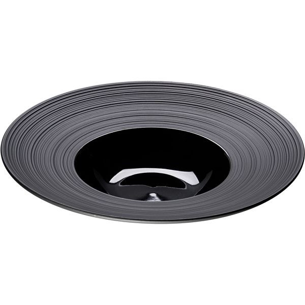 Assiette creuse gourmet contrast série Stalgast avec large bord structuré Ø 265 mm, noir, PZ2204265